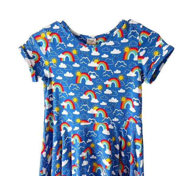 Frugi Girls Organic Cotton Spring Skater Dress Rainbow Skies 9-10 Years NWOT - Picture 2 of 5
